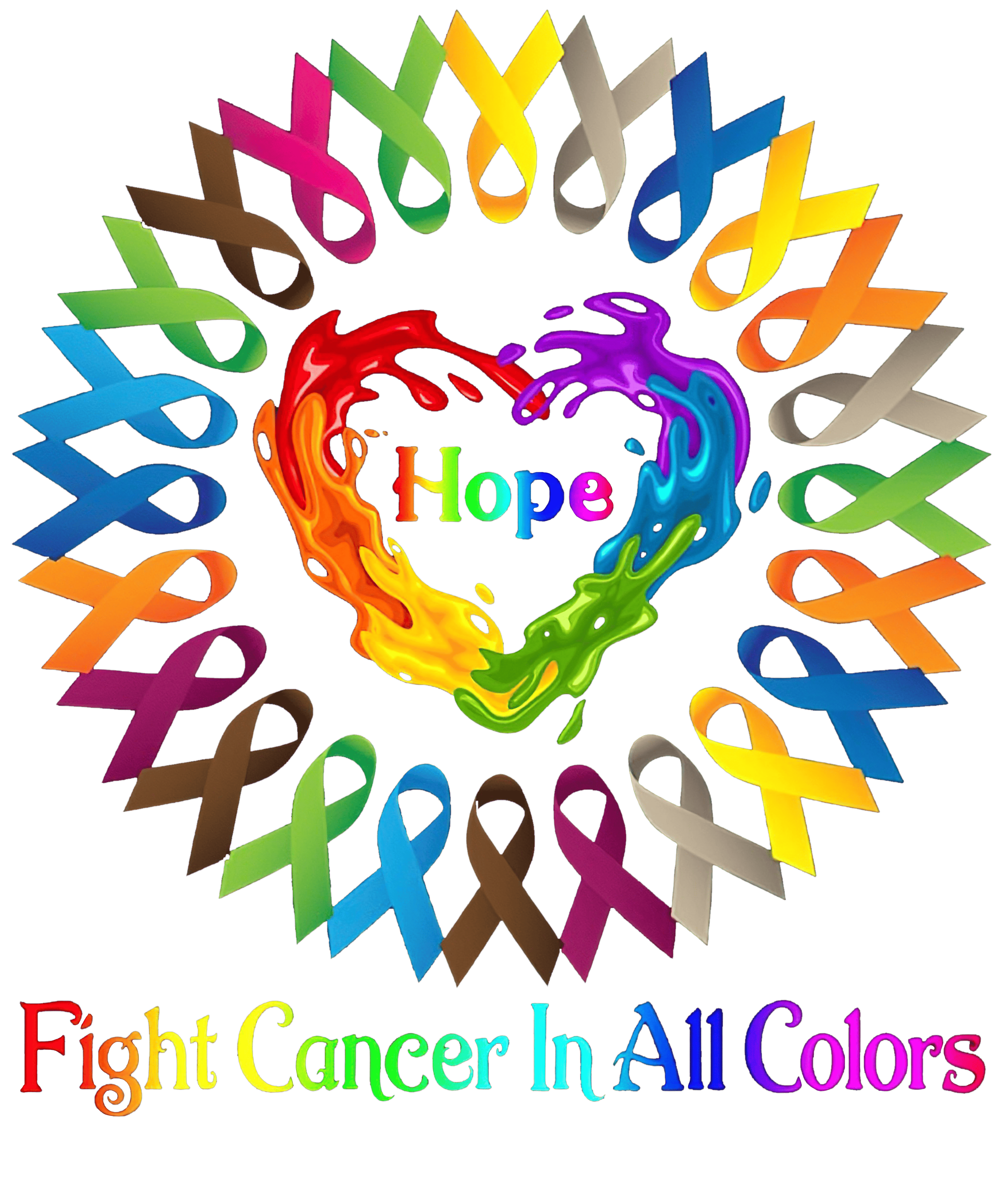 Hope Heart and Cancer Ribbons - 1067- Placed on your shirt of choice