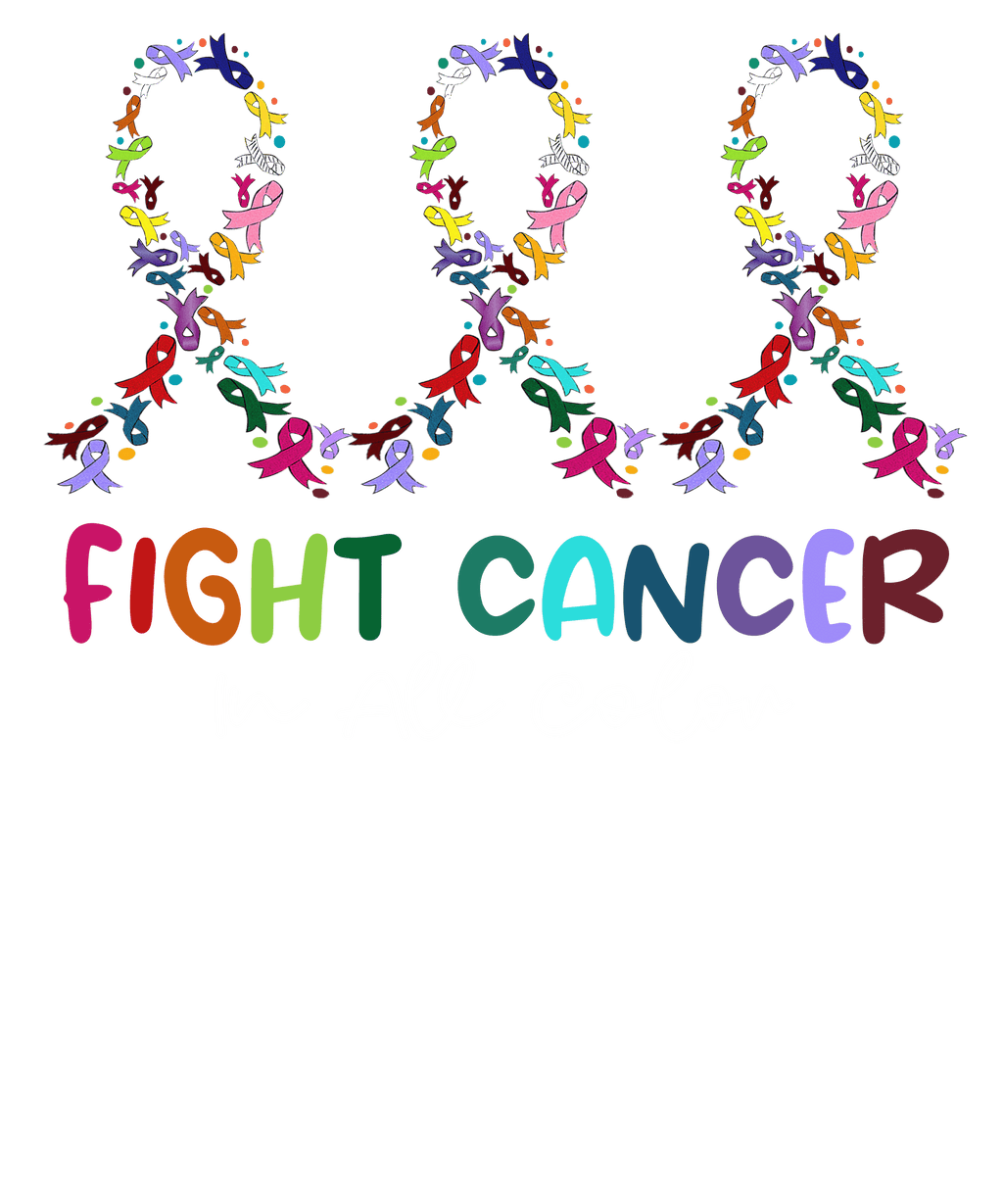 Fight Cancer three ribbons all colors - 1068- Placed on your shirt of choice
