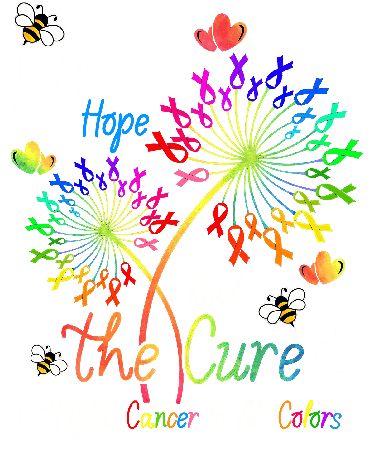 Spread the hope dandelion - 1071- Placed on your shirt of choice