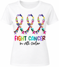 Fight Cancer three ribbons all colors - 1068- Placed on your shirt of choice