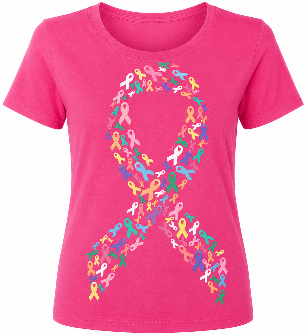 All Cancer Ribbon Colors - 1075- Placed on your shirt of choice