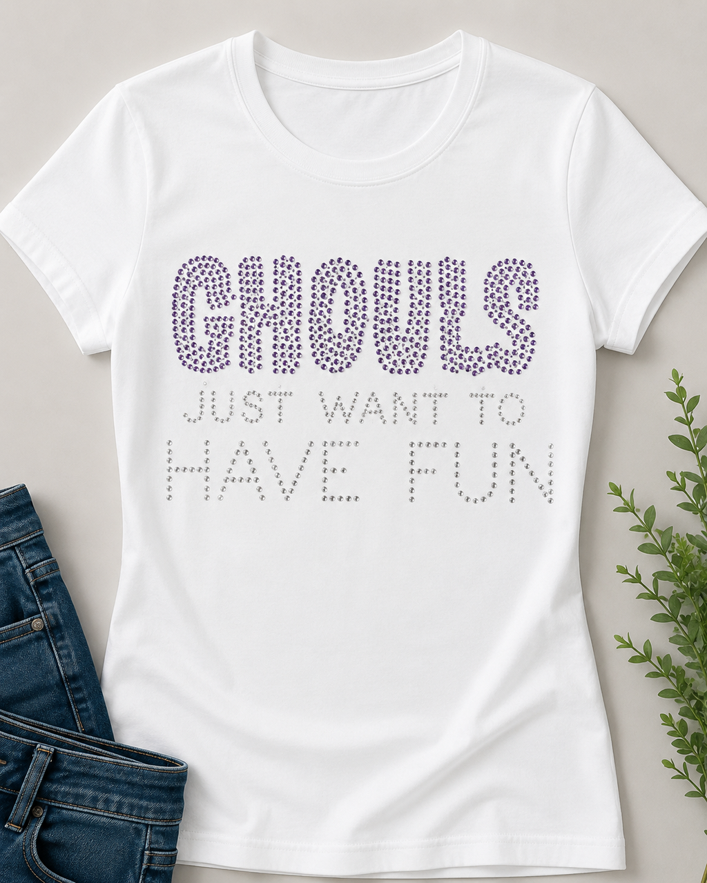Ghouls Just Want to Have Fun Blingy, Rhinestones - 1004