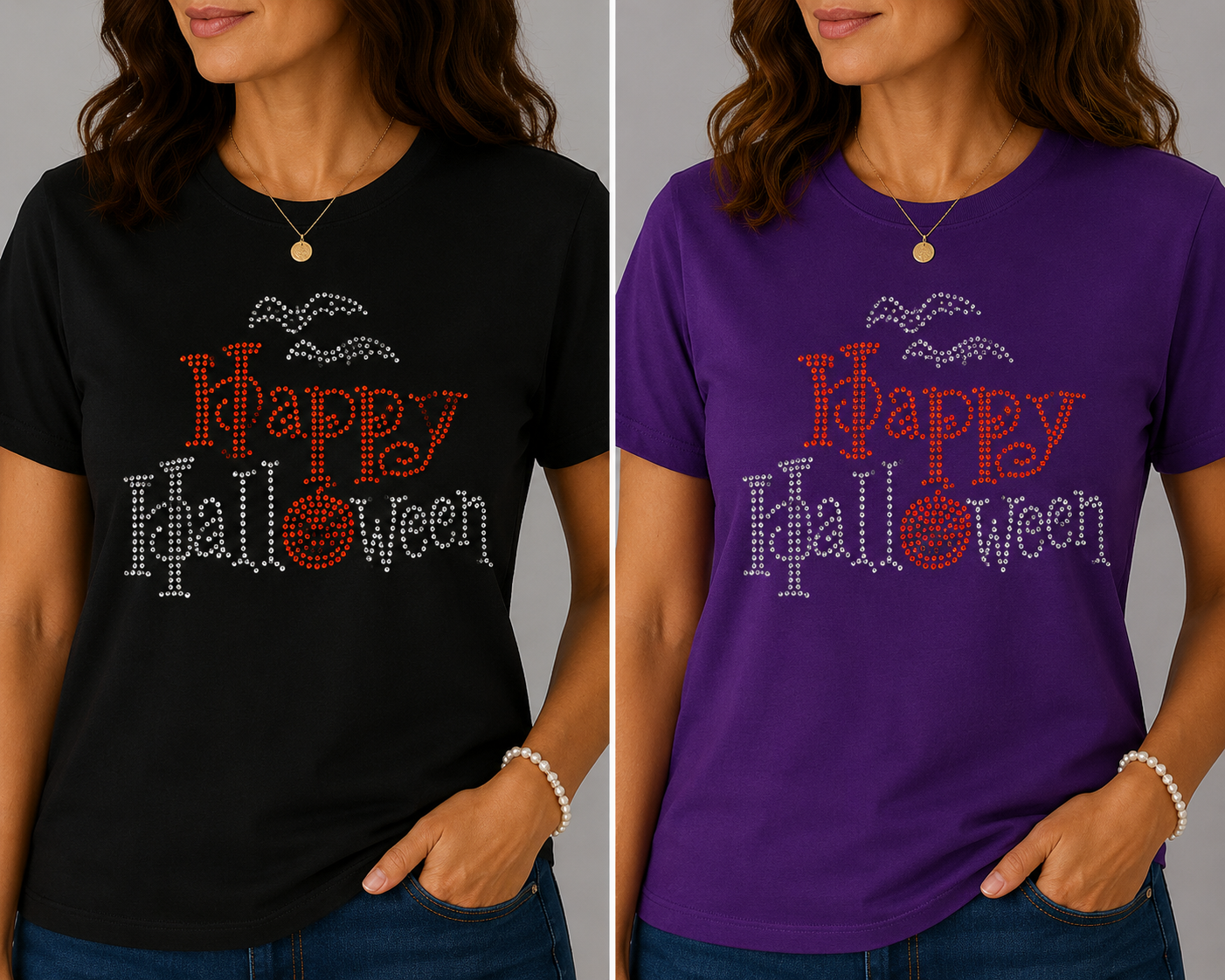 Happy Halloween w/Bats, Blingy, Rhinestones - 1015
