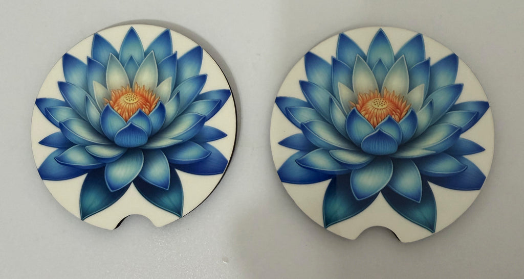 Floral Lotus Car Coasters – Set of 2 – 28 Designs
