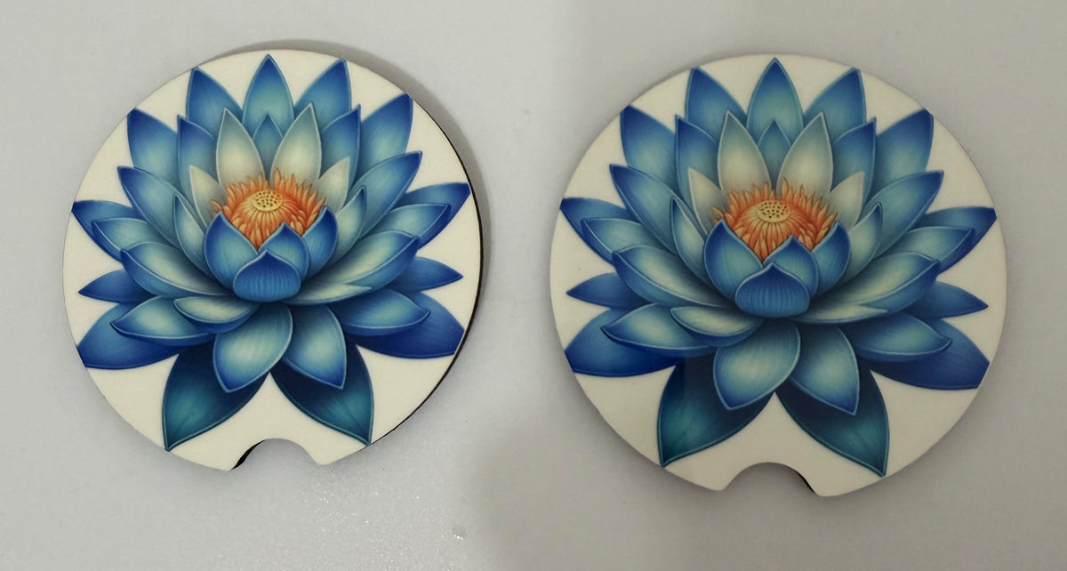 Floral Lotus Car Coasters – Set of 2 – 28 Designs