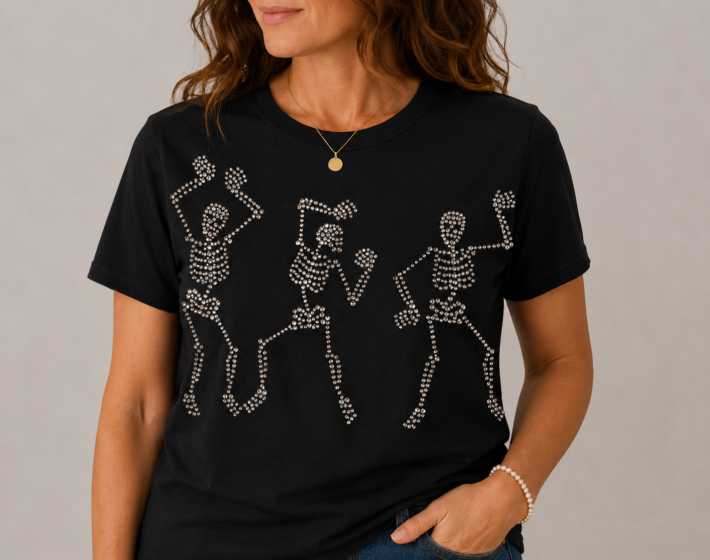 Dancing Skeletons, Blingy, Rhinestones - 1012