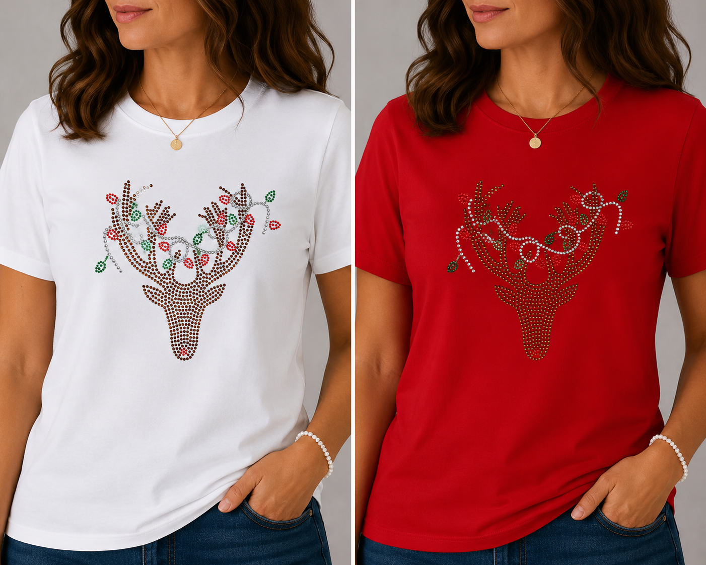 Deer with lights, Blingy, Rhinestones - 1041