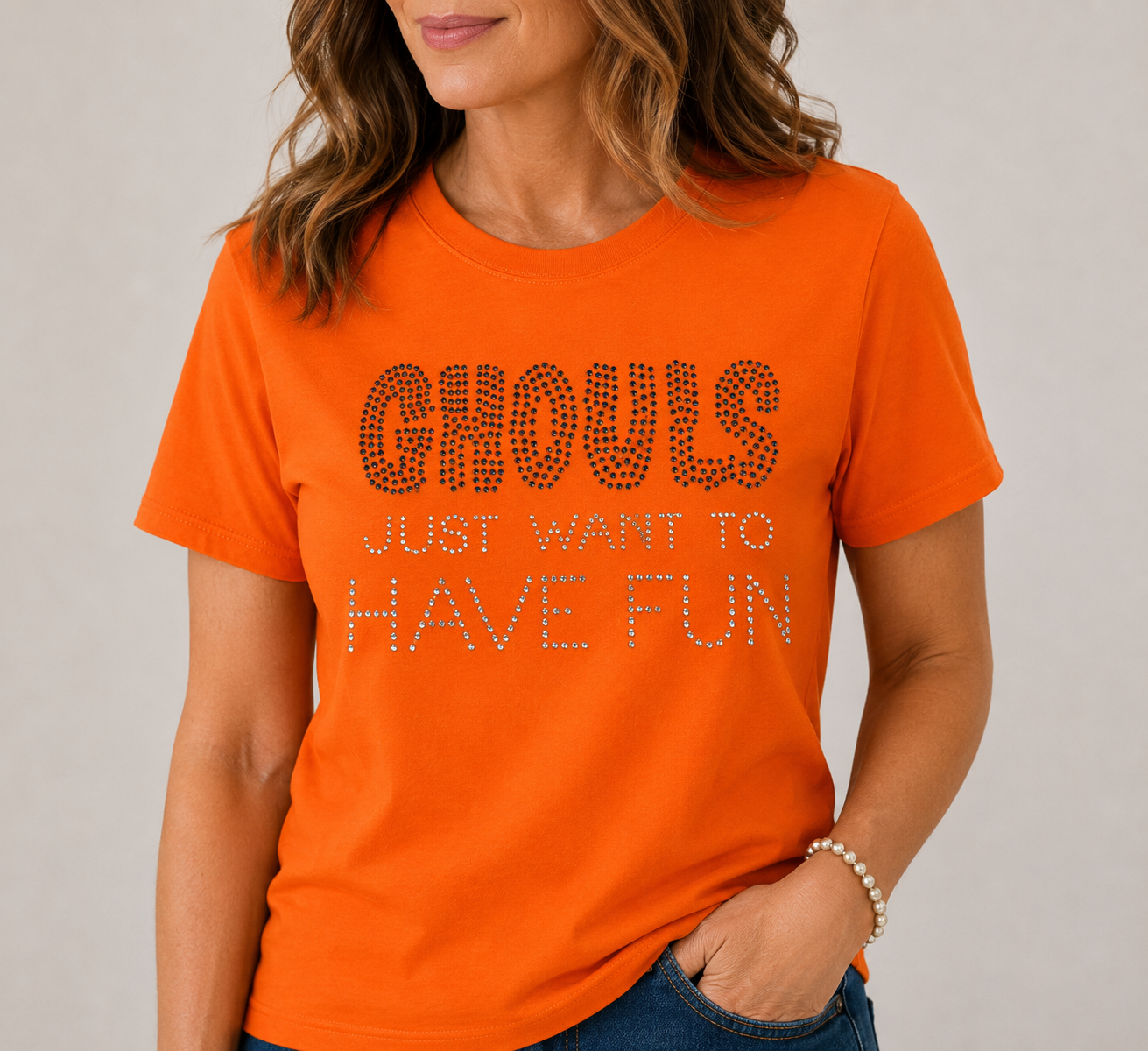 Ghouls Just Want to Have Fun Blingy, Rhinestones - 1004