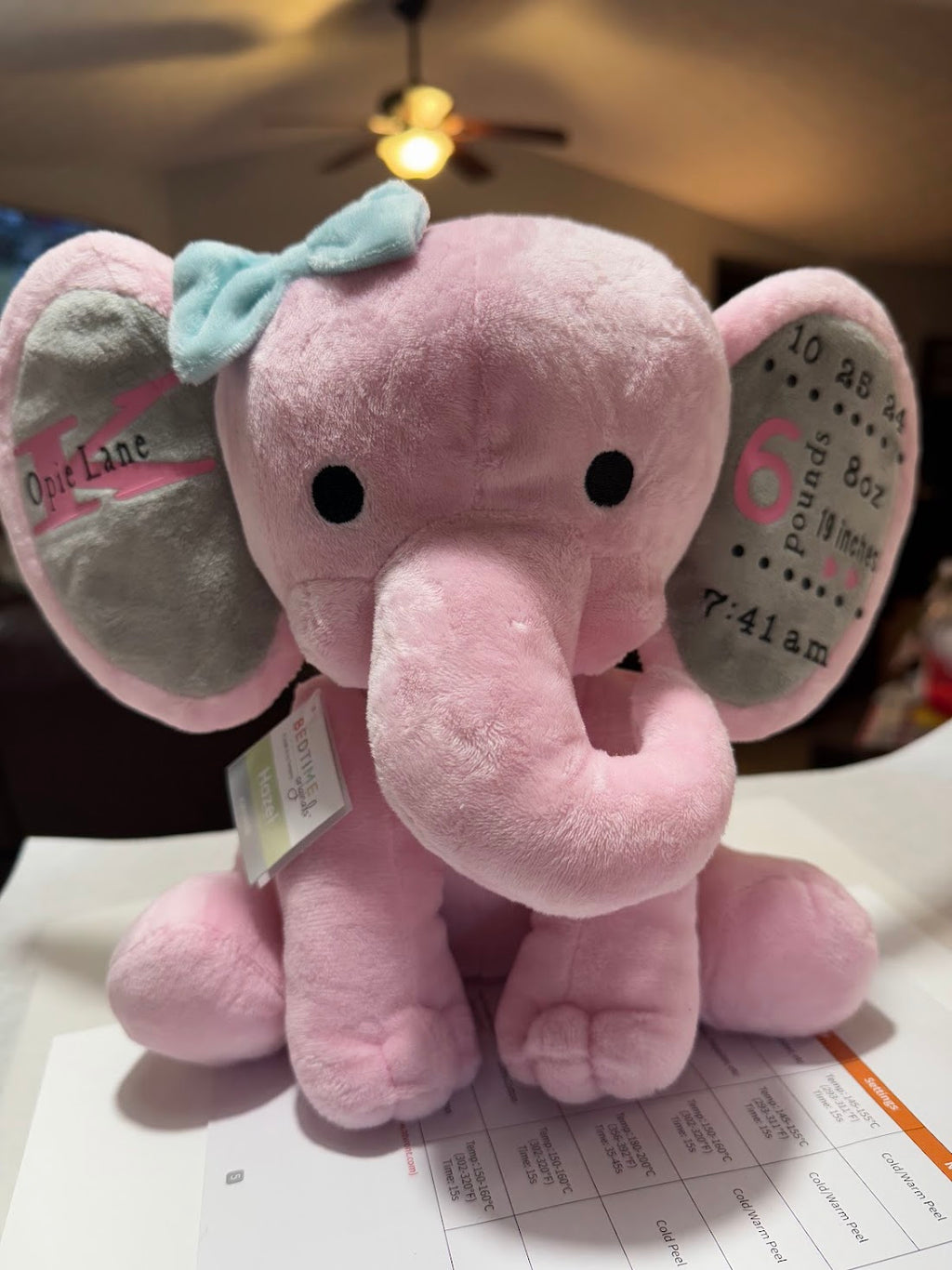 🐘 Personalized Stuffed Baby Birth Stat Elephant Keepsake