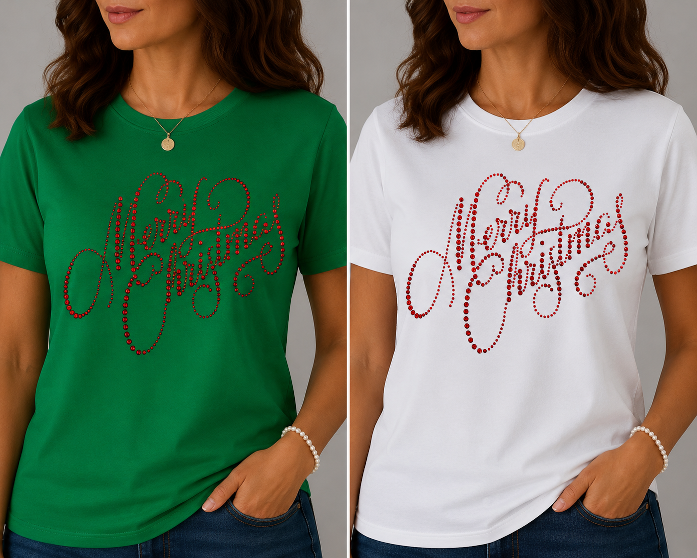 Merry Christmas Red, Blingy, Rhinestones - 1043