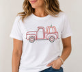 Red truck carrying pumpkin , Blingy, Rhinestones - 1017