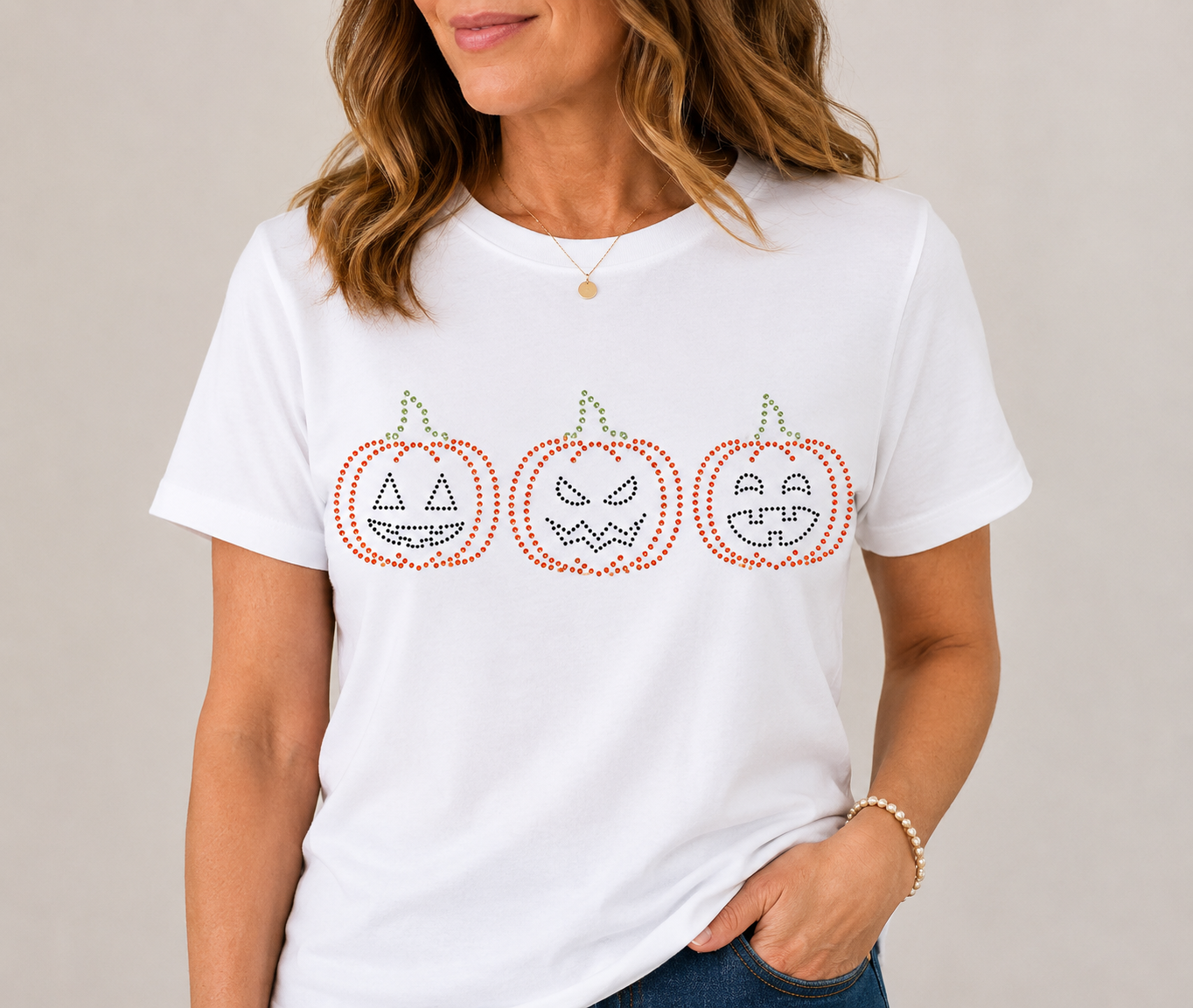 Pumpkin Faces Blingy, Rhinestones- 1002